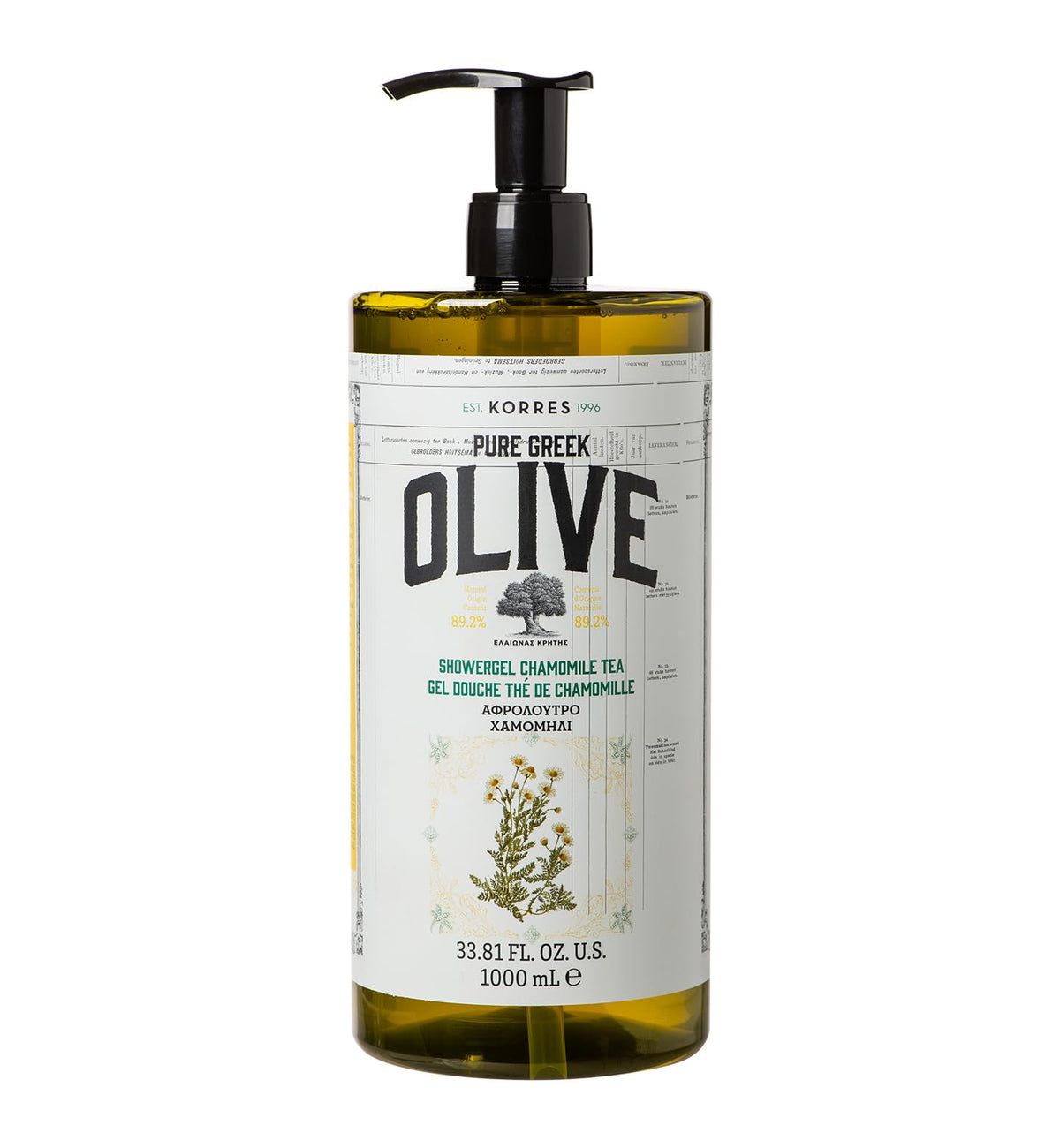 KORRES Pure Greek Olive Shower Gel Chamomile Tea 33.8 Fl Oz front view