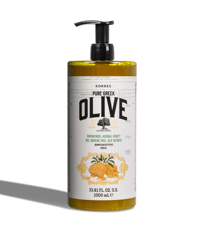 KORRES Pure Greek Olive Shower Gel Herbal Honey 33.8 Fl Oz front view