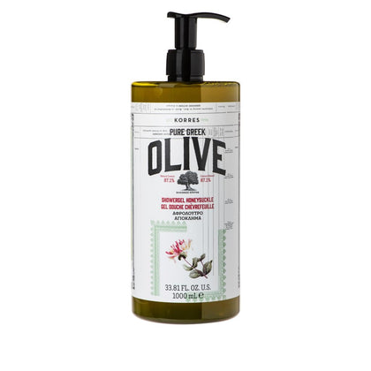 KORRES Pure Greek Olive Shower Gel Honeysuckle 33.8 Fl Oz front view