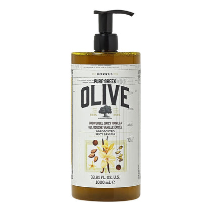 KORRES Pure Greek Olive Shower Gel Spicy Vanilla 33.8 Fl Oz front view