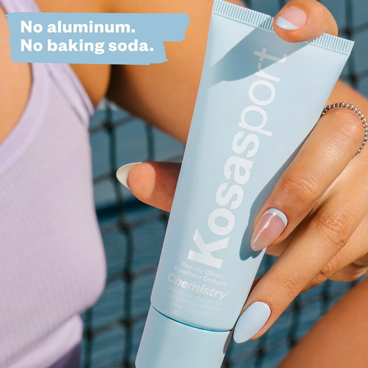 Kosas AHA Serum Deodorant Roll-On with ingredients list