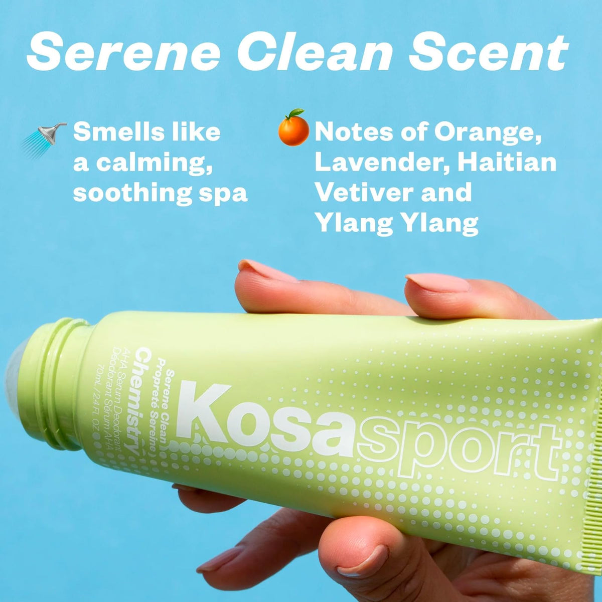 Kosas AHA Serum Deodorant Roll-On with packaging