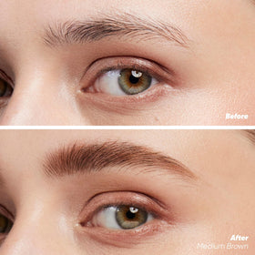 Kosas Air Brow Tinted Eyebrow Gel Medium Brown brush close-up