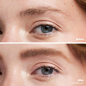 Kosas Air Brow Tinted Eyebrow Gel Soft Brown with spoolie applicator