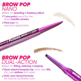 Kosas Brow Pop Nano Ultra-Fine Eyebrow Pencil applied on brows