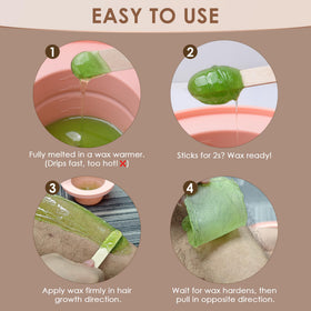 KOTAMU Aloe Vera Hard Waxing Beads application process