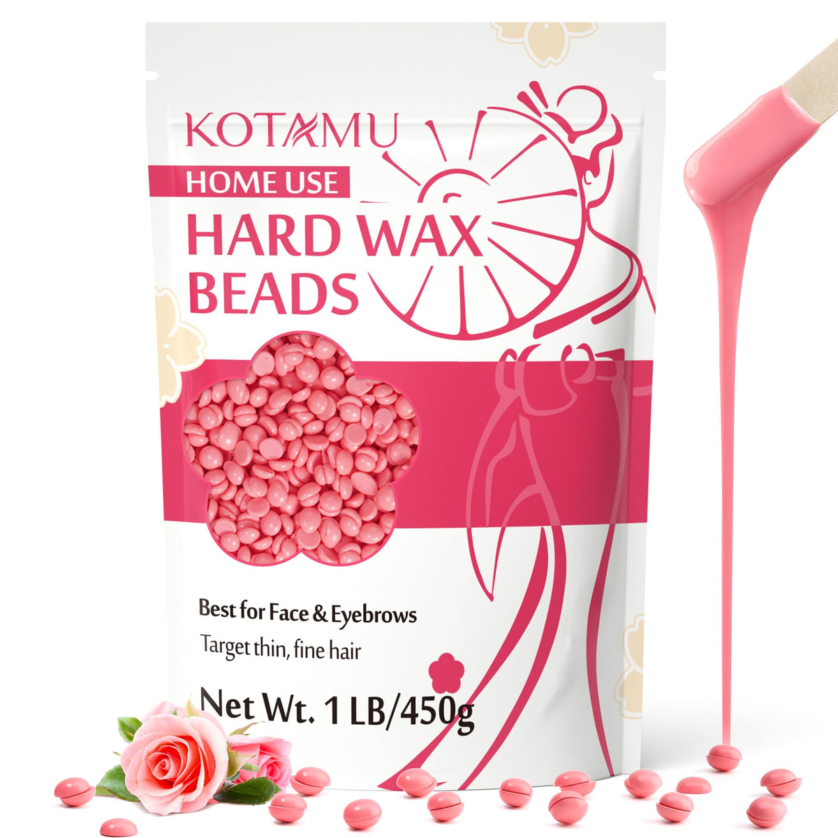 KOTAMU Professional Pink Hard Wax Beads 449g front view