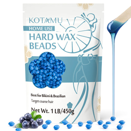 KOTAMU Wax Beads 1 lb blue hard wax beans front view