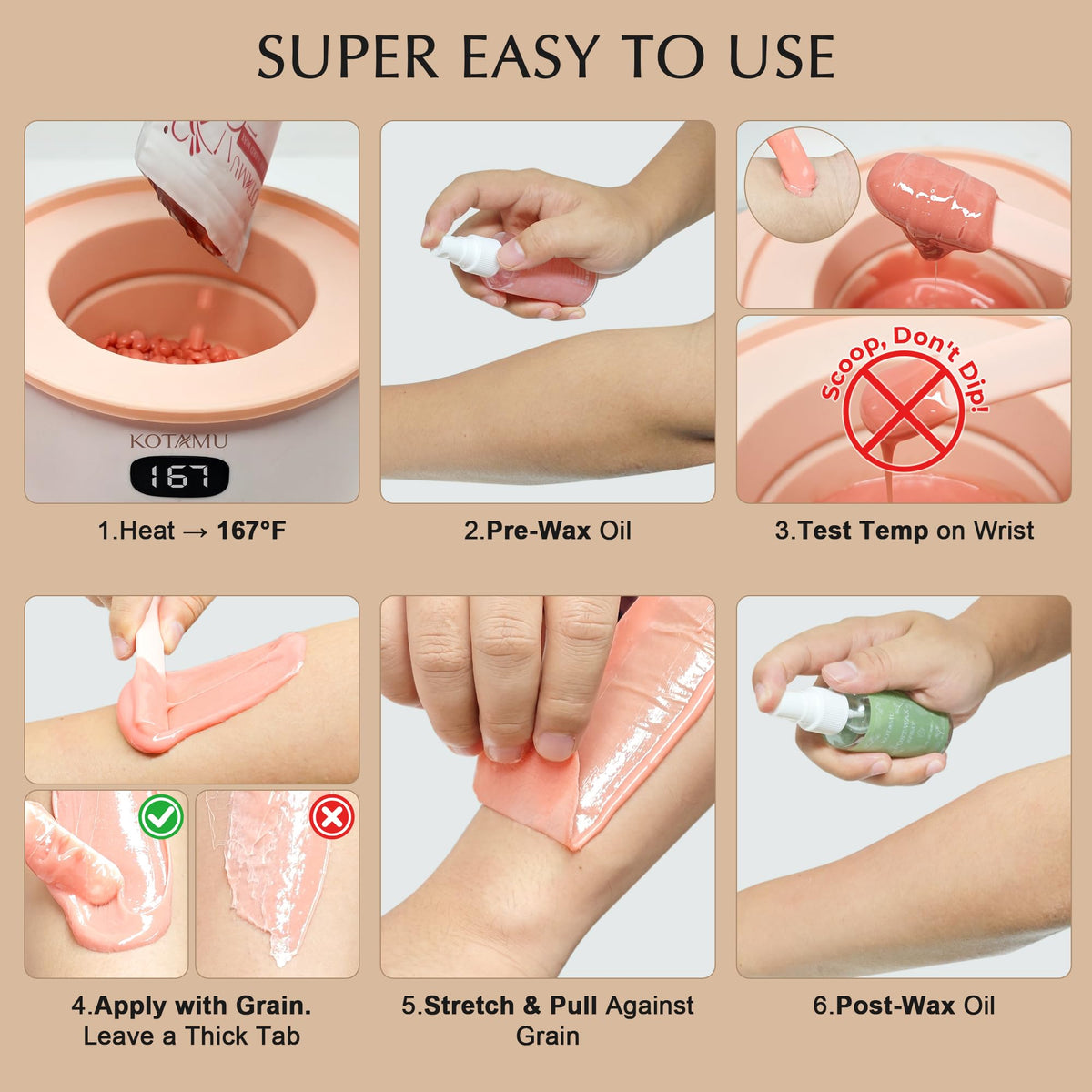 KOTAMU Waxing Kit with wax ready for application