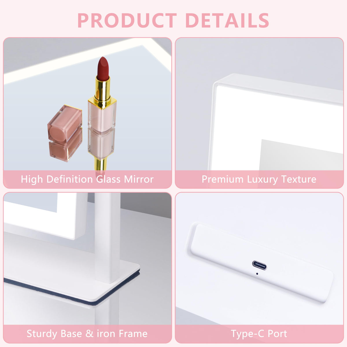 Kotdning Lighted Vanity Mirror close-up of touch control