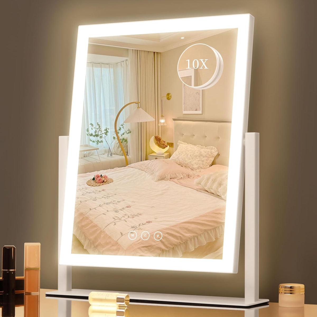 Kotdning Lighted Vanity Mirror front view with LED lights