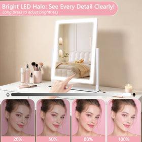 Kotdning Lighted Vanity Mirror with three color modes displayed