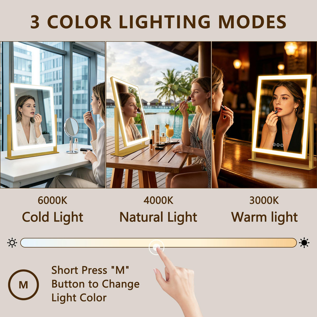 Kotdning vanity mirror side view showing touch control