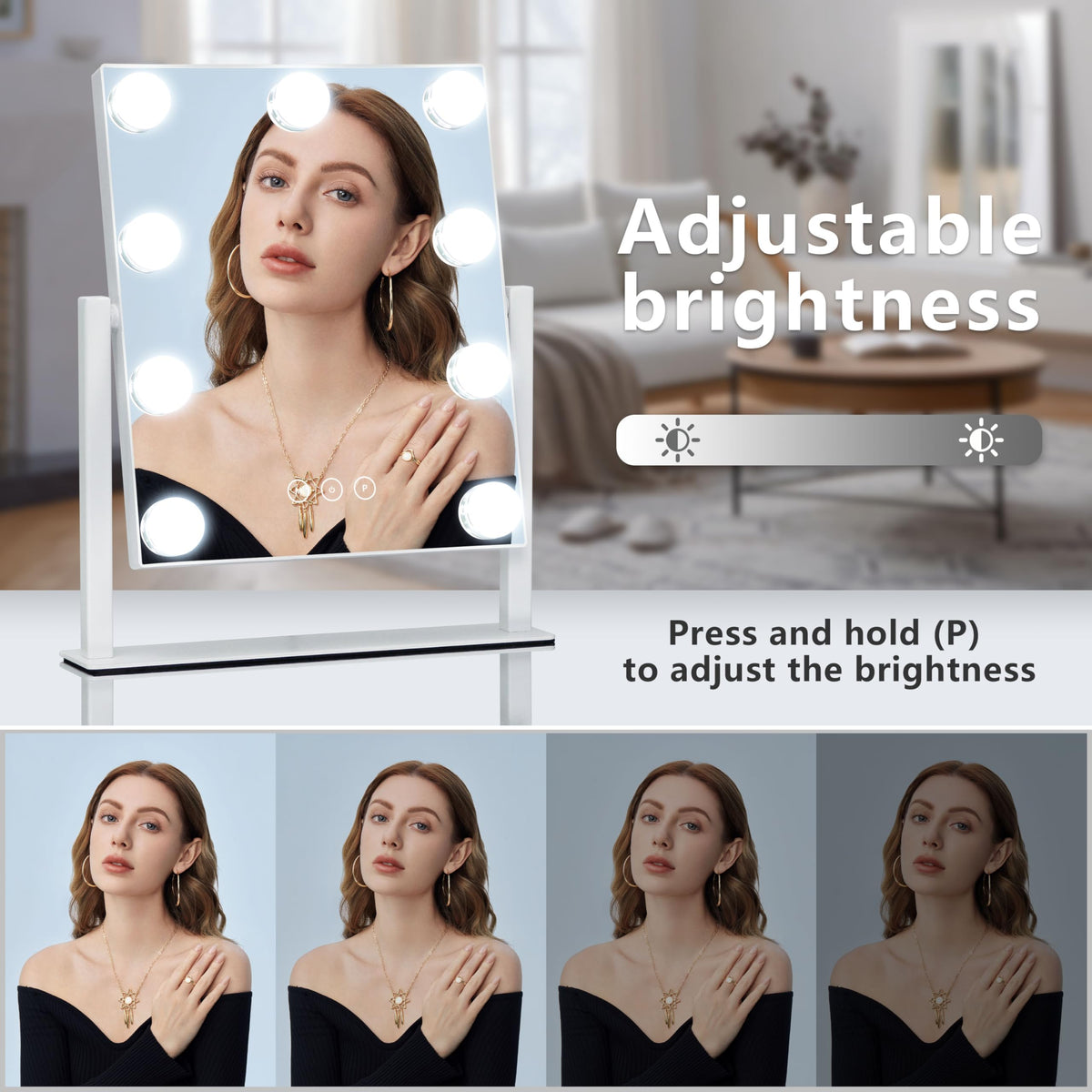 Kotdning Vanity Mirror with touch-sensitive control panel