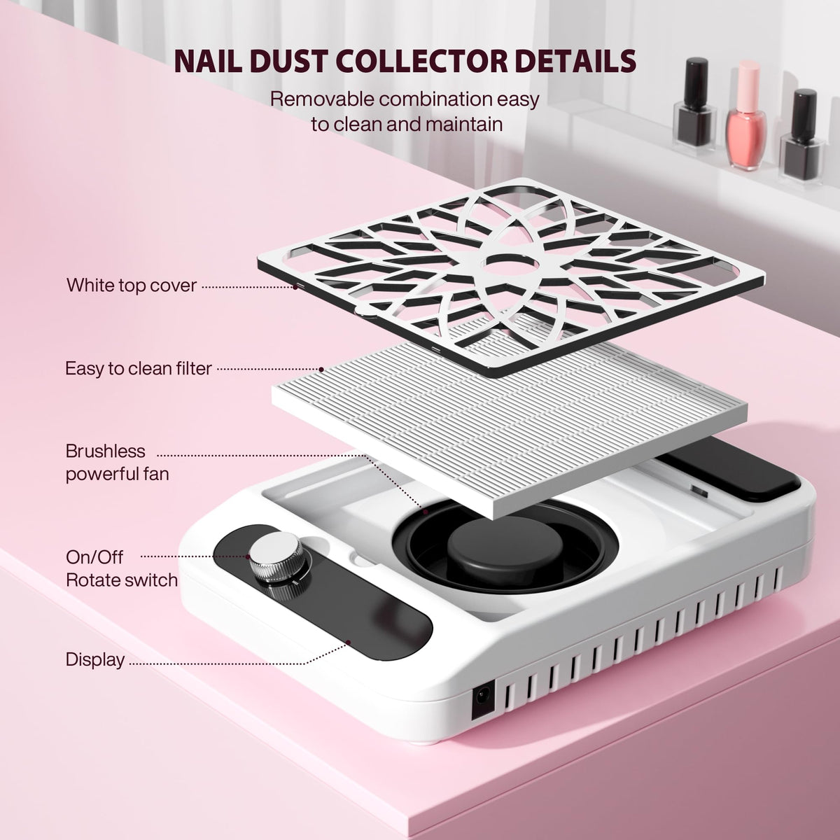 Kouzitop Nail Dust Collector in use during a manicure session
