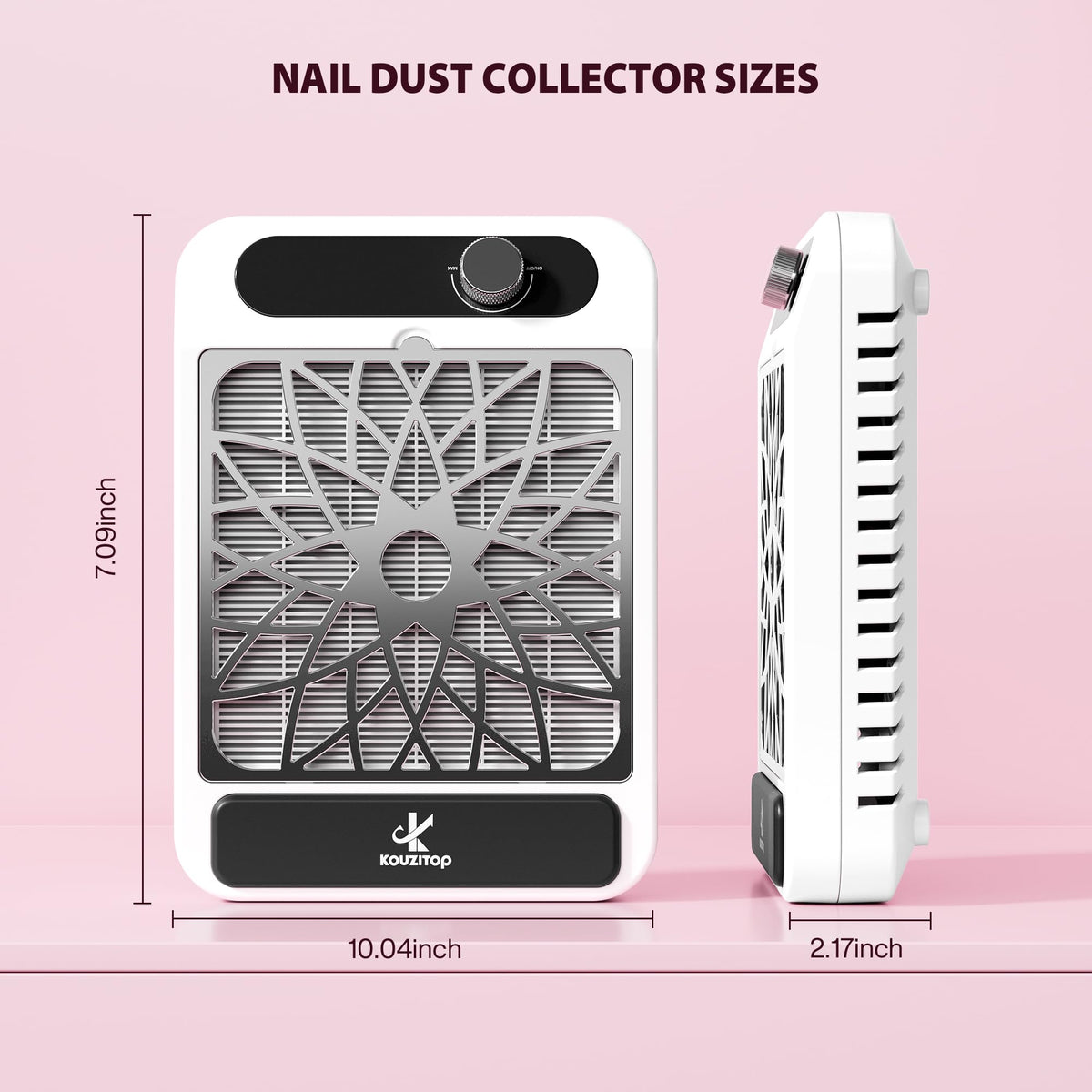 Kouzitop Nail Dust Collector with dust collection in action