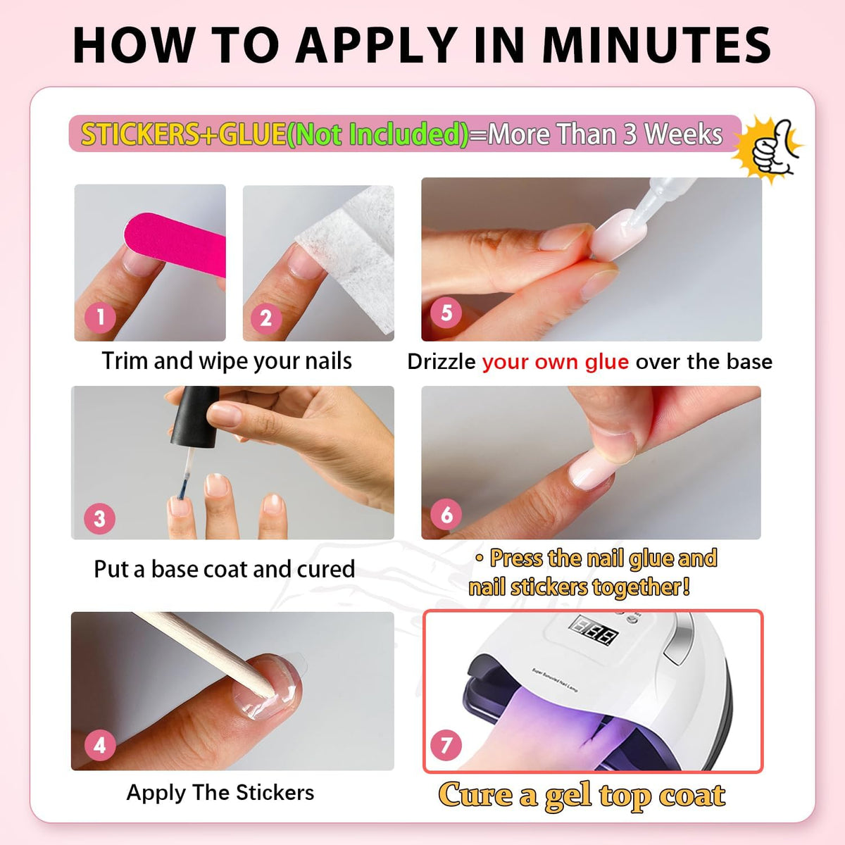 KQueenest Dark Red Press on Nails with nail file and wooden stick