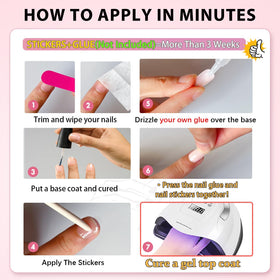 KQueenest Dark Red Press on Nails with nail file and wooden stick