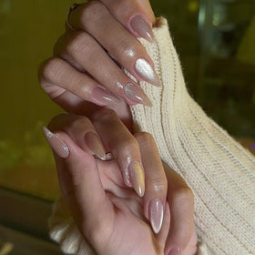 KQueenest Glitter Cat Eye Press on Nails packaging