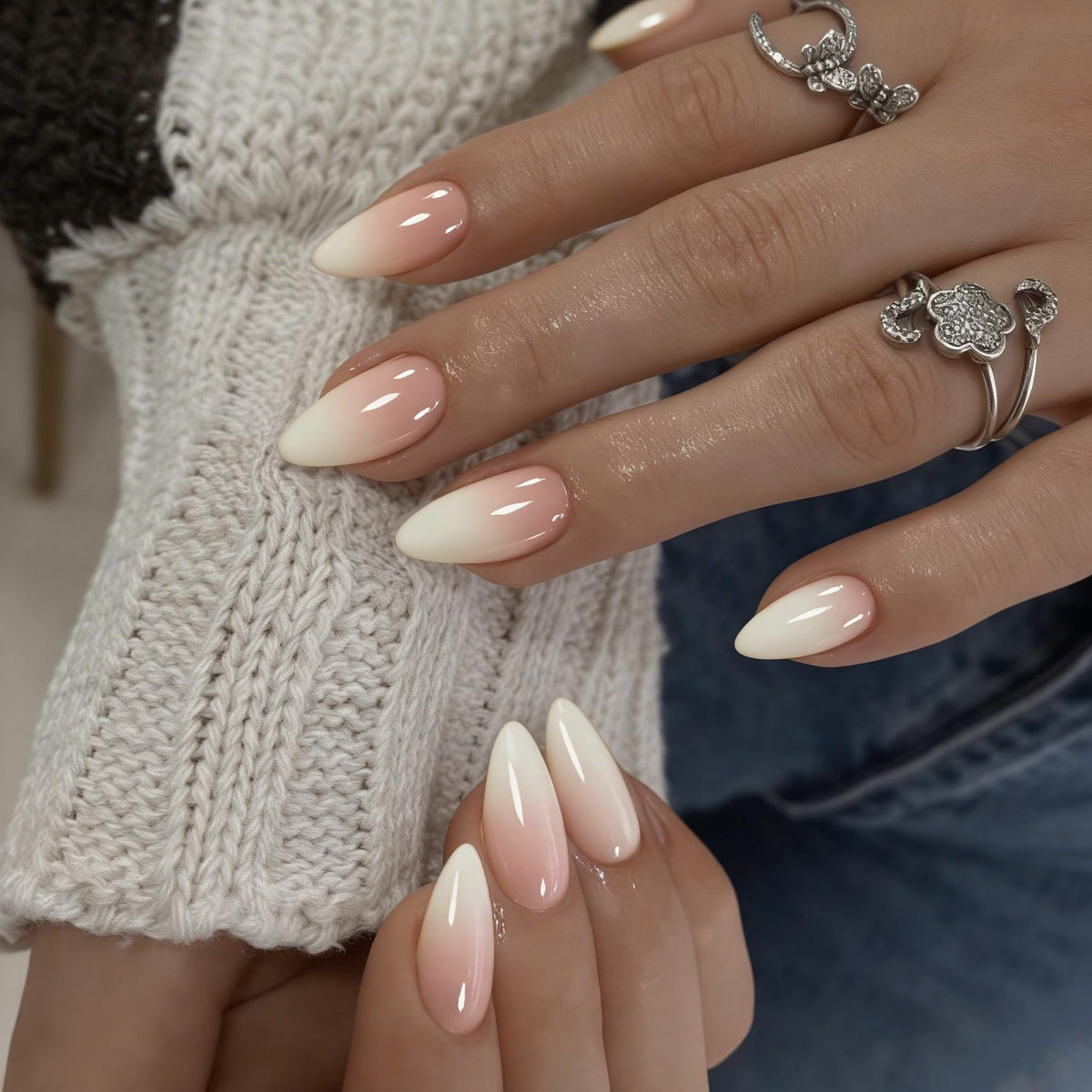 KQueenest Ombre Press on Nails Short Almond packaging