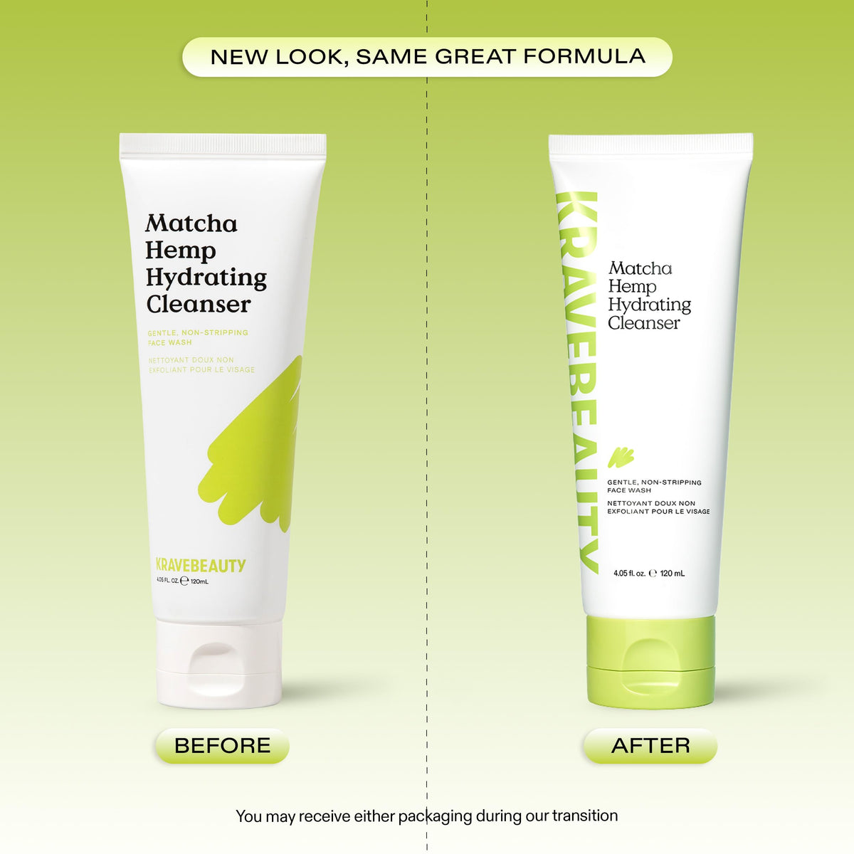 KraveBeauty Matcha Hemp Hydrating Cleanser 120 mL back view