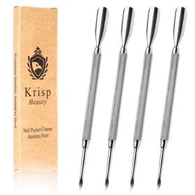 Krisp Beauty Cuticle Pusher Tools 4 Pack stainless steel set front view