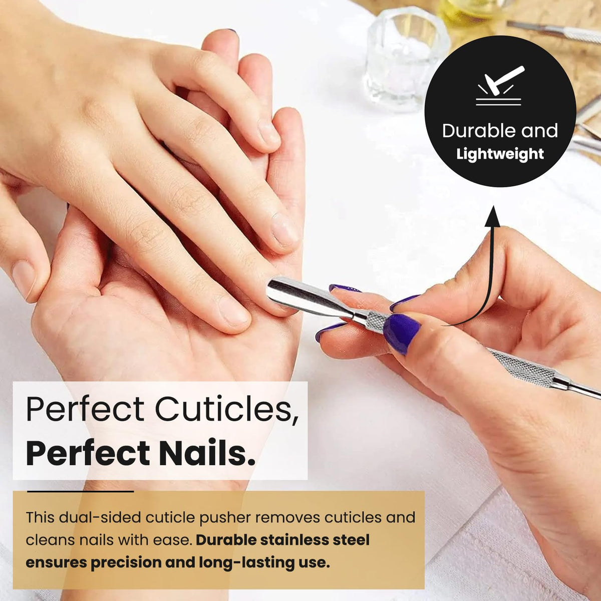 Krisp Beauty cuticle pusher tools in protective pouch