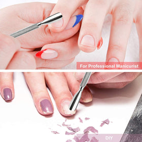 Krisp Beauty cuticle pusher tools set on a wooden table