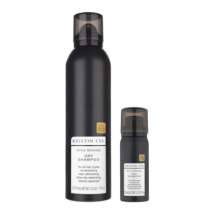 Kristin Ess 2-in-1 Dry Shampoo Spray Bundle full-size can and travel mini