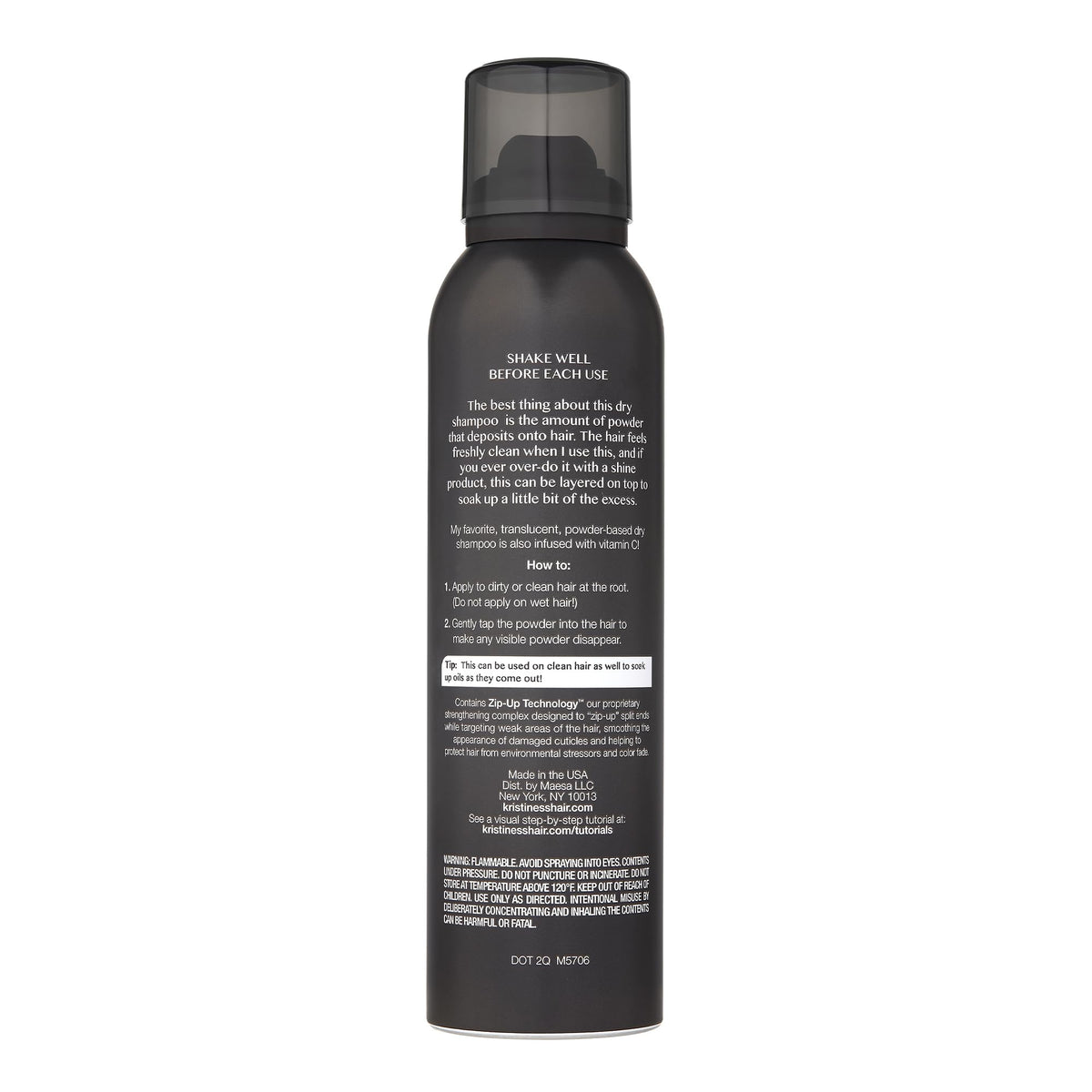 Kristin Ess Dry Shampoo Spray showing nozzle and cap