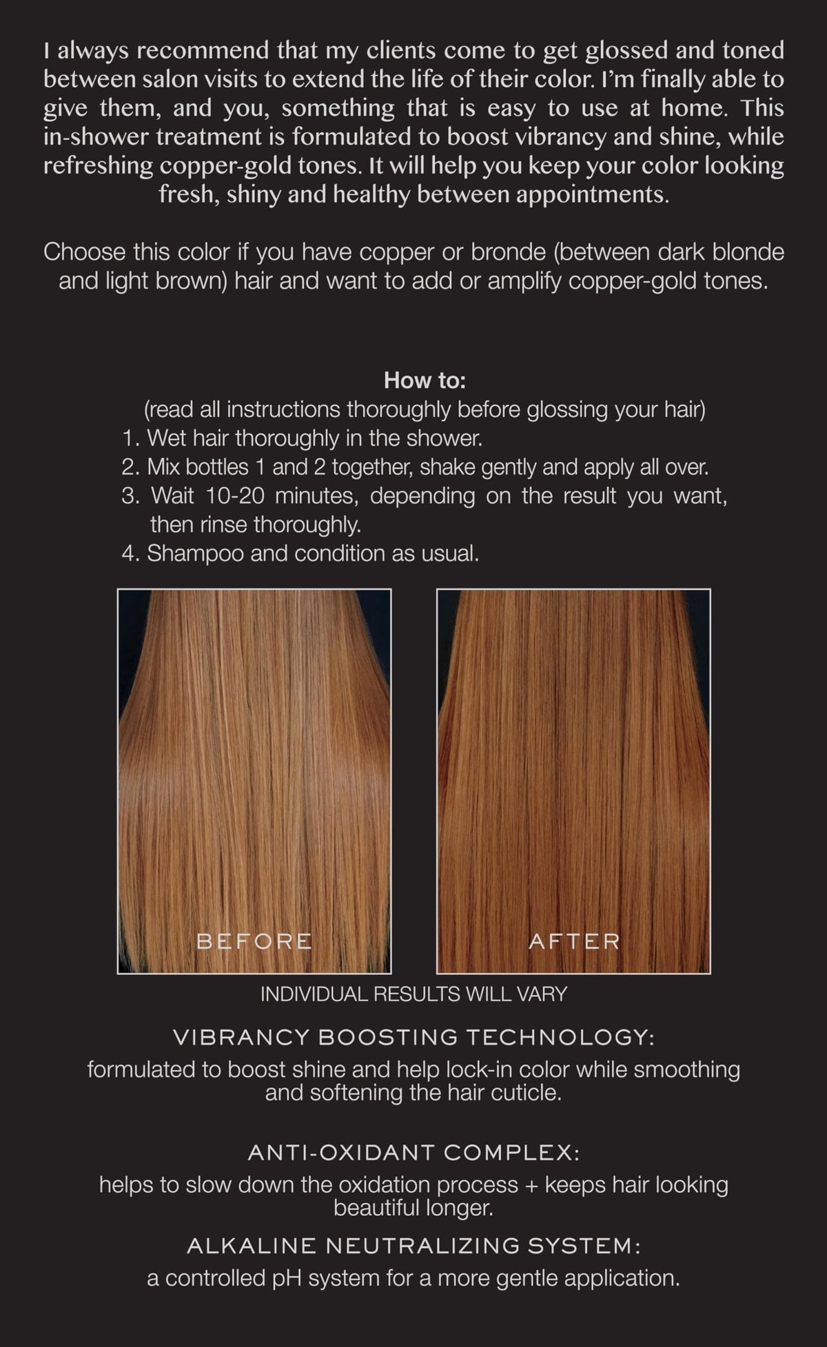 Kristin Ess Hair Gloss application instructions on bottle