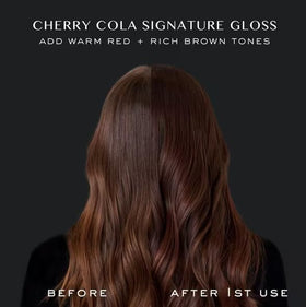 Kristin Ess Hair Gloss Cherry Cola on hair strands