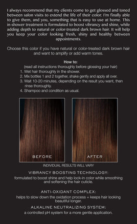 Kristin Ess Hair Gloss Chocolate Cosmo application instructions