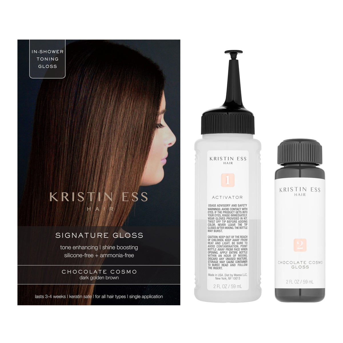 Kristin Ess Hair Gloss Chocolate Cosmo bottle back view