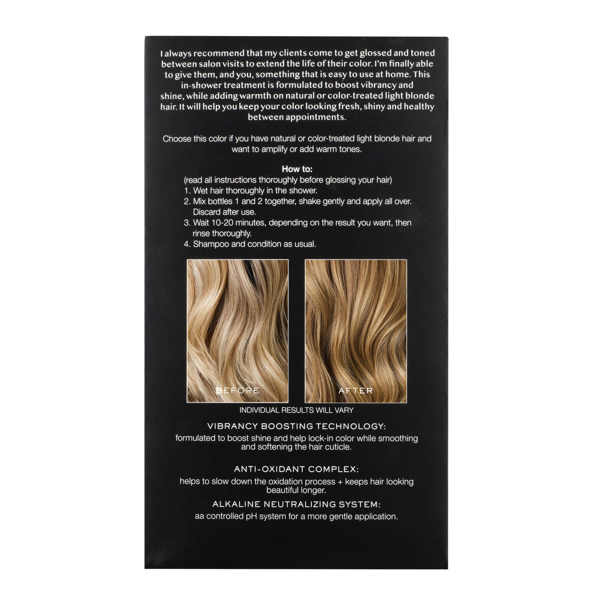 Kristin Ess Hair Gloss Honey Latte application process in shower