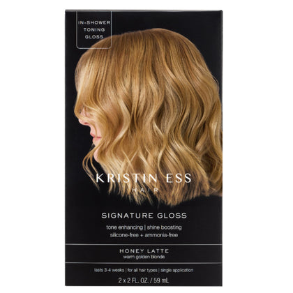 Kristin Ess Hair Gloss Honey Latte front view with packaging