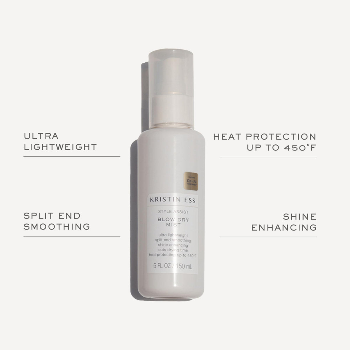 Kristin Ess Hydrating Heat Protection Spray back view showing ingredients