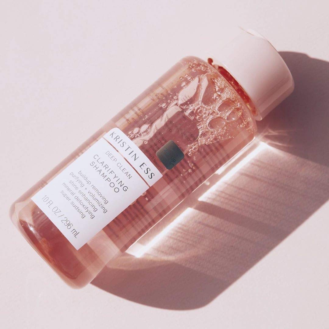 Kristin Ess shampoo bottle back view with ingredients
