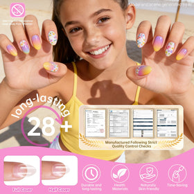 krofaue Almond Kids Nail Tips applied on child's nails
