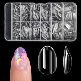 krofaue Almond Kids Nail Tips extra short almond shape front view