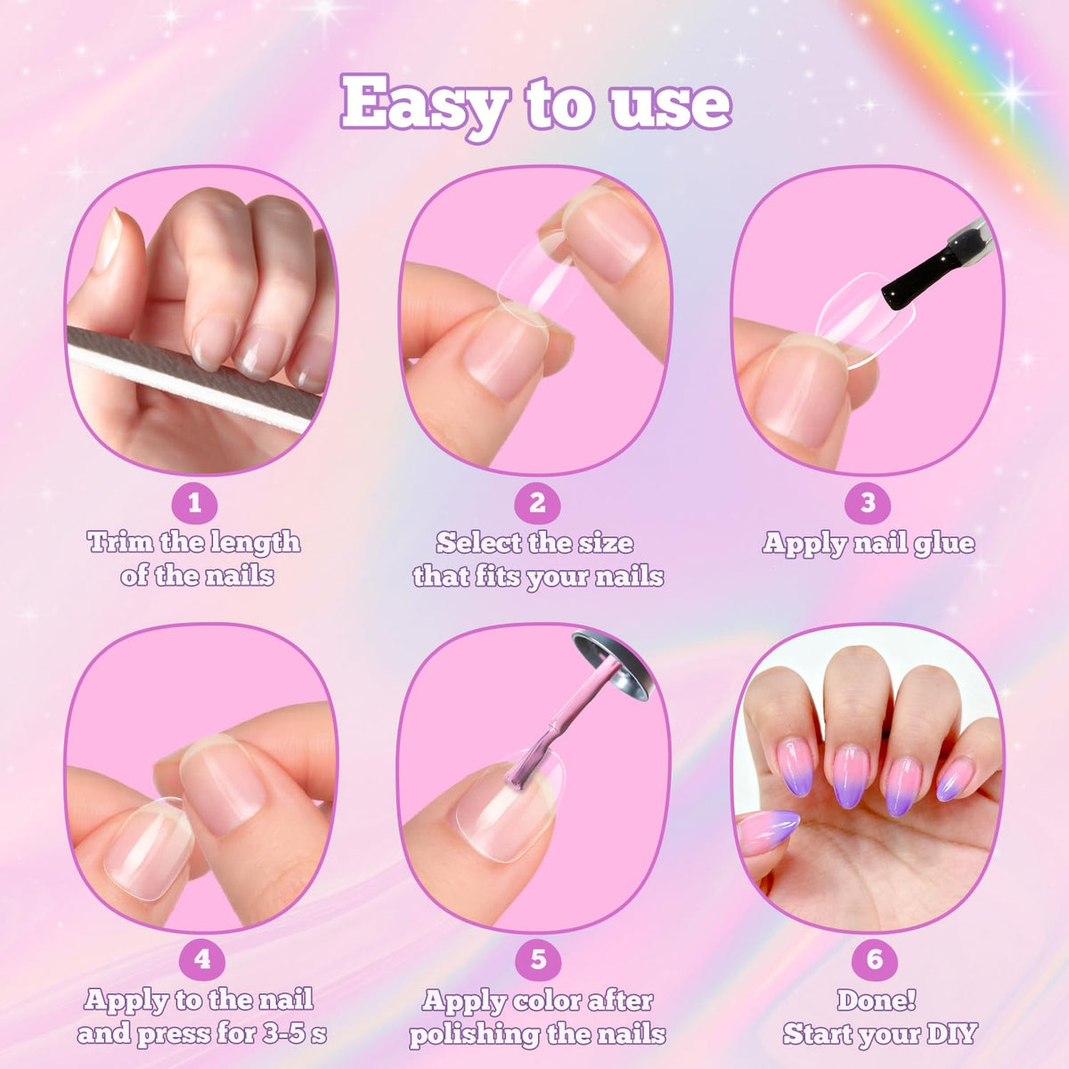 krofaue Almond Kids Nail Tips in a playful setting