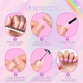 krofaue Almond Kids Nail Tips in a playful setting