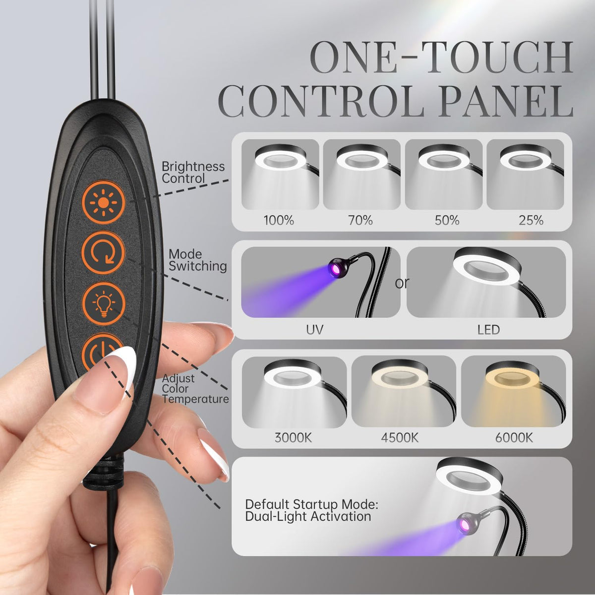 krofaue Dual Head UV Nail Lamp displaying adjustable LED light