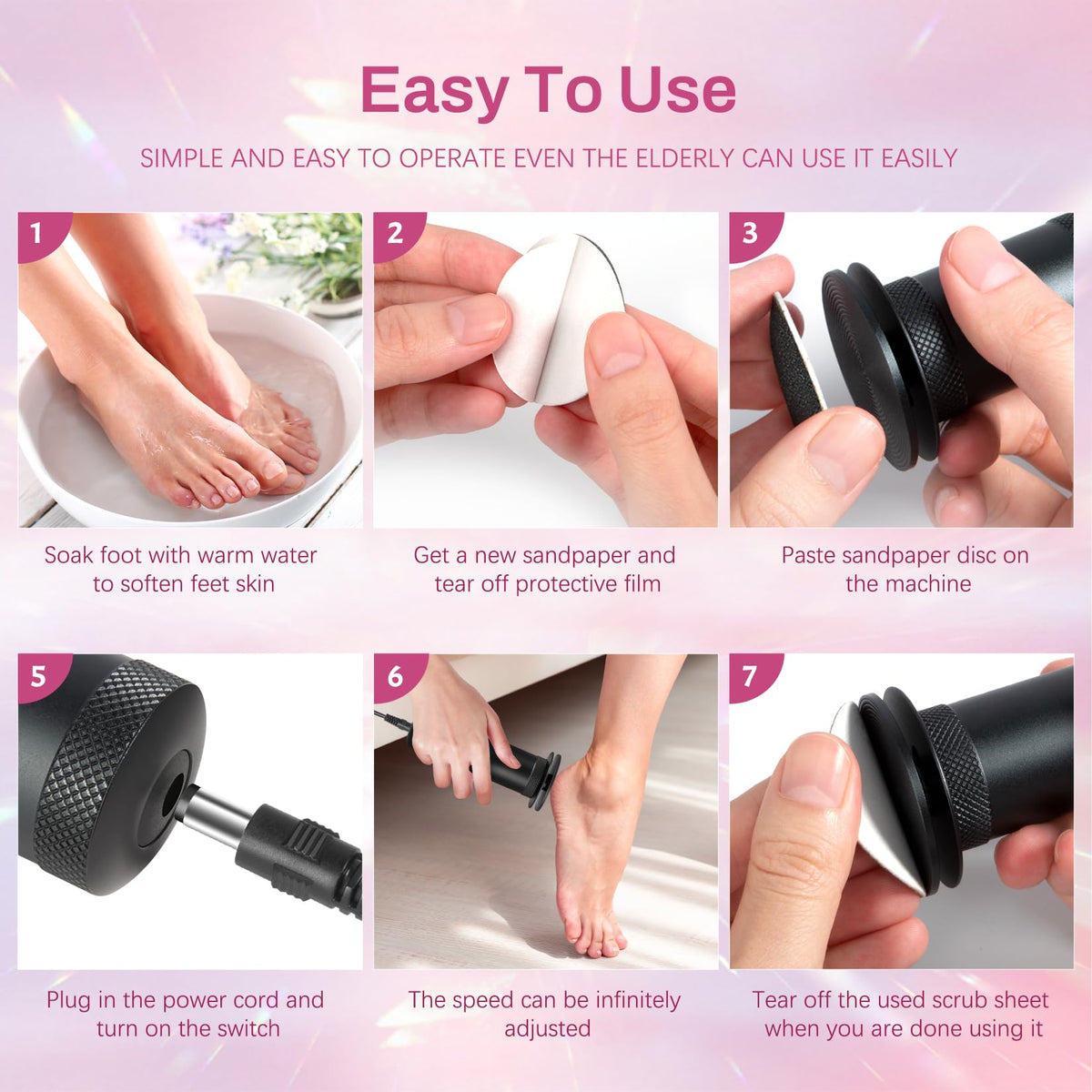 krofaue Electric Foot Callus Remover detailed view of sandpaper discs