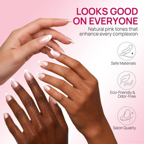 krofaue French Tip Cat Eye Press On Nails in various sizes