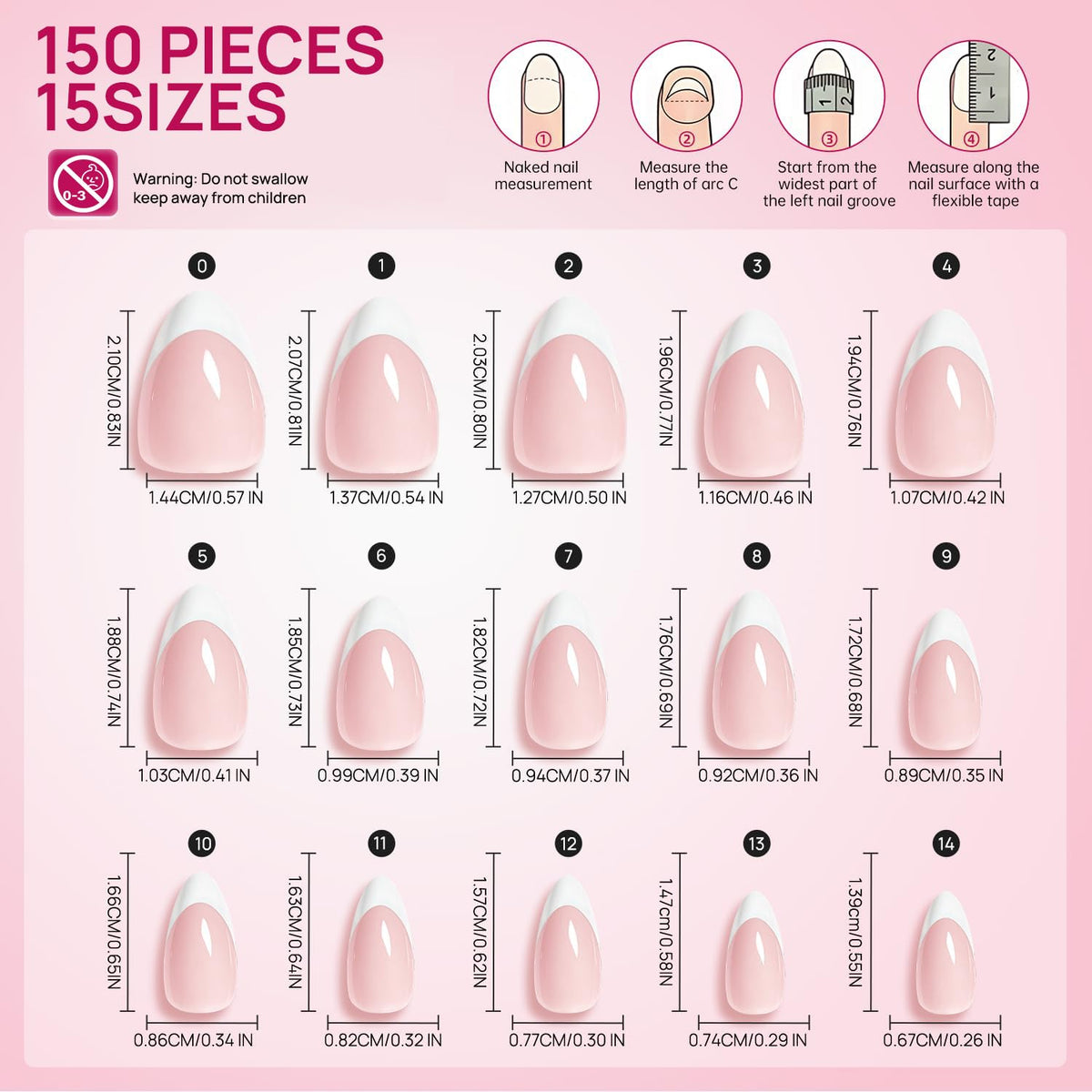 Krofaue nail tips side view highlighting the almond shape