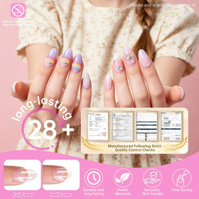 krofaue Short Kids Press on Nails in a creative nail art setup