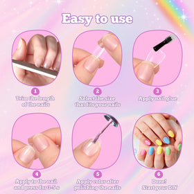 krofaue Short Kids Press on Nails matte finish detail