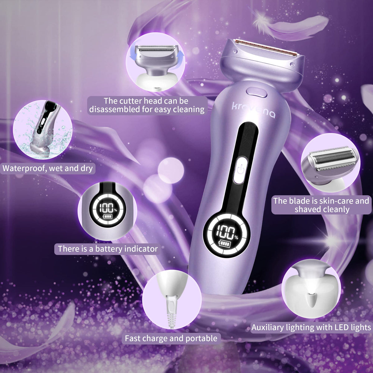 Krov ena Electric Shaver packaging and accessories