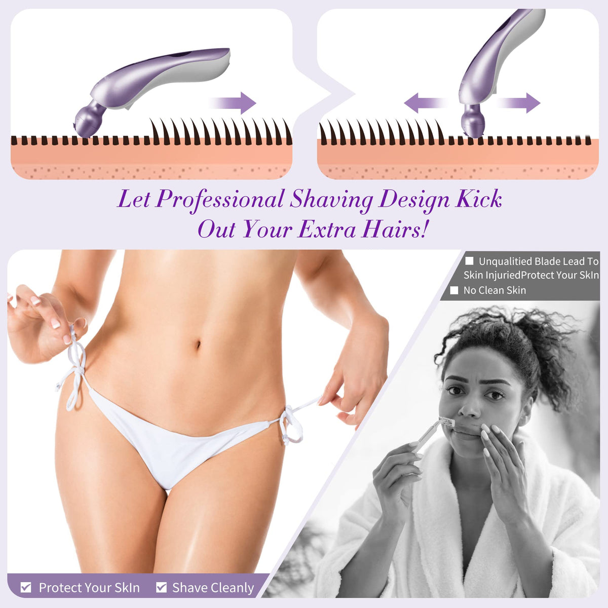 Krov ena Electric Shaver with multifunctional blades for body hair